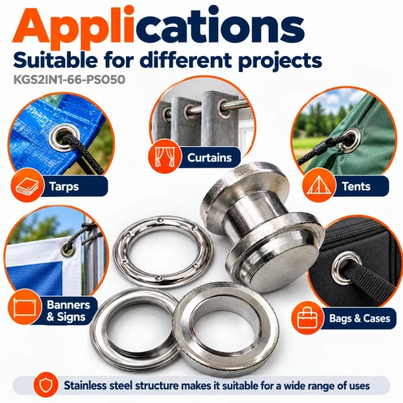 40 mm (1.57 in) Stainless Steel Eyelet Punch and Setting Kit – 50 Sets + Tool KGS2IN1-66-PS050