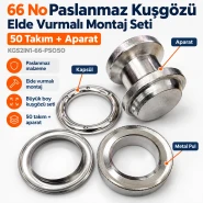40 mm 66 No Paslanmaz Kuşgözü Elde Vurmalı Montaj Seti – 50 Takım + Aparat KGS2IN1-66-PS050