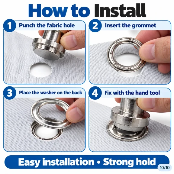 40 mm (1.57 in) Stainless Steel Eyelet Hand Punch and Setting Kit – 100 Sets + Tool KGS2IN1-66-PS100