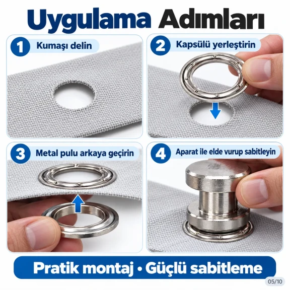 40 mm (1.57 in) Stainless Steel Eyelet Hand Punch and Setting Kit – 100 Sets + Tool KGS2IN1-66-PS100