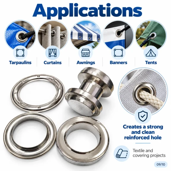 40 mm (1.57 in) Stainless Steel Eyelet Hand Punch and Setting Kit – 100 Sets + Tool KGS2IN1-66-PS100