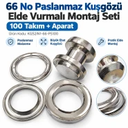 40 mm 66 No Paslanmaz Kuşgözü Elde Vurmalı Delme ve Çakma Seti – 100 Takım + Aparat KGS2IN1-66-PS100