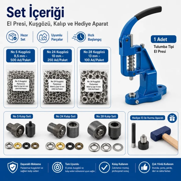 Heavy-Duty Eyelet and Die Set with Manual Hand Press – KUSGOZUSET01