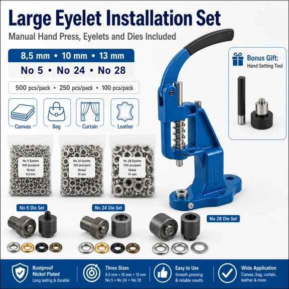 Heavy-Duty Eyelet and Die Set with Manual Hand Press – KUSGOZUSET01