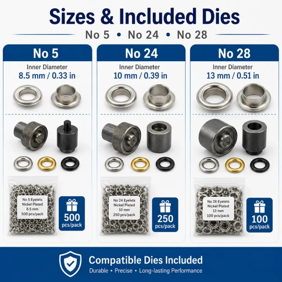 Heavy-Duty Eyelet and Die Set with Manual Hand Press – KUSGOZUSET01