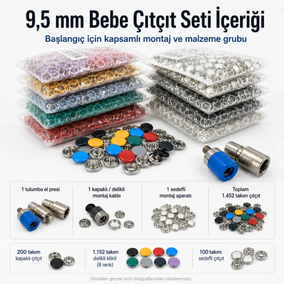 Tulumba El Presi İle En Kullanışlı Bebe Çıtçıt Aparat ve Klikıt Malzemeleri Setisı M0099-Set95