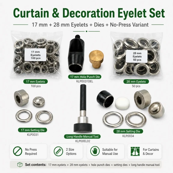 Perde ve Dekorasyon Kuşgözü Seti – 17 mm ve 28 mm Kuşgözü, Kalıplar Dahil Presiz Set PERDE-17-28MM-PRESIZ-SET10