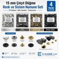 15 mm Snap Button Color and Finish Test Set – 4 Color Snap Packs + KLP0015 Mounting Die Included – Hand Press Not Included SET-15MM-CITCIT-400