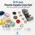 12,5 mm Plastik Kapaklı Çıtçıt Renk Seçim Seti – 12 Renk / 600 Takım – 54 Sistem Paslanmaz Alt Parça + Montaj Aparatı ve Set Kutusu Hediyeli SET-CITCIT-125PL-12RENK-600