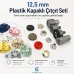 12,5 mm Plastik Kapaklı Çıtçıt Renk Seçim Seti – 12 Renk / 600 Takım – 54 Sistem Paslanmaz Alt Parça + Montaj Aparatı ve Set Kutusu Hediyeli SET-CITCIT-125PL-12RENK-600