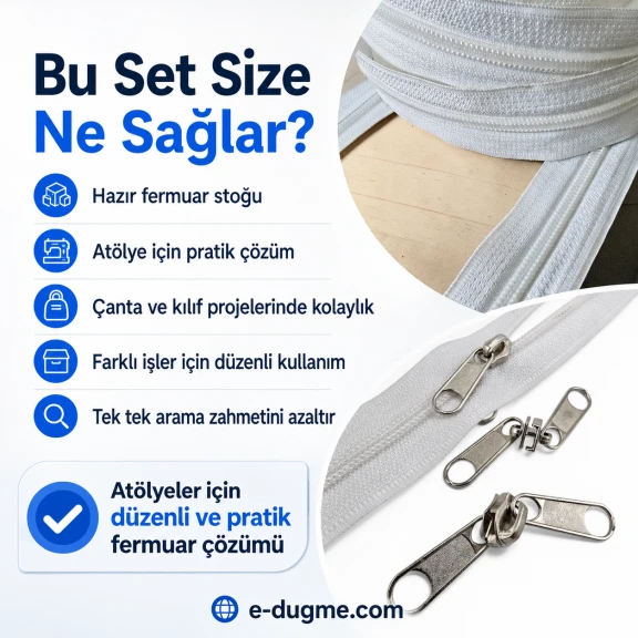 Atölyeler İçin T10 Naylon Şerit Fermuar Seti