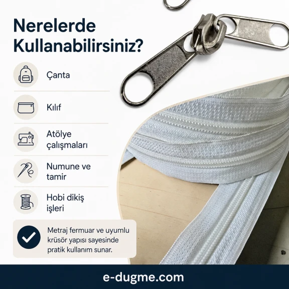 T10 Naylon Şerit Fermuar Seti - 10 Metre + 10 Krüsör