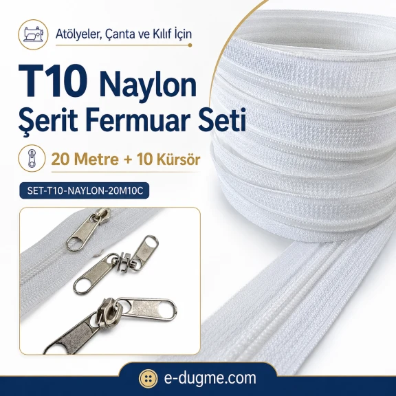 T10 Naylon Şerit Fermuar Seti