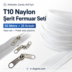 Atölyeler İçin Çanta, Kılıf T10 Naylon Şerit Fermuar Seti – 50 Metre + 25 Krüsör - SET-T10-NAYLON-50M25C