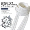 Atölyeler İçin 50 Metre Tip 10 Naylon Şerit Fermuar ve 25 Tek Elcikli Kürsör Seti SET-T10T-NAYLON-50M25C