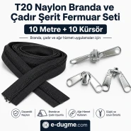T20 Naylon Branda ve Çadır Şerit Fermuar Seti – 10 mt + 10 Çekecek - SET-T20-NAYLON-10M10C