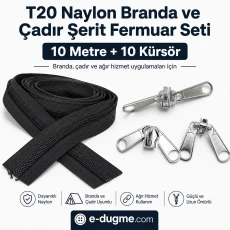 T20 Naylon Branda ve Çadır Şerit Fermuar Seti – 10 mt + 10 Çekecek - SET-T20-NAYLON-10M10C