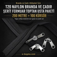 T20 Naylon Branda ve Çadır Şerit Fermuar Seti – 200 mt + 100 Çekecek - SET-T20-NAYLON-200M100C