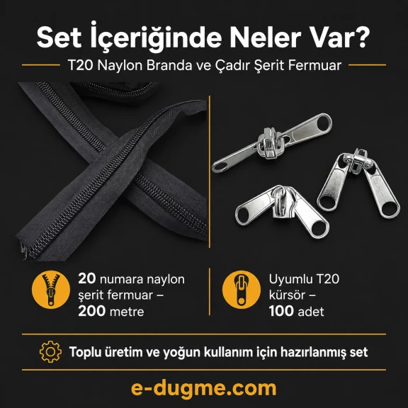 T20 Naylon Branda ve Çadır Şerit Fermuar Seti