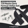 T20 Nylon Tarpaulin and Tent Zipper Set – 20 meters + 10 Pull Cords - SET-T20-NYLON-20M10C