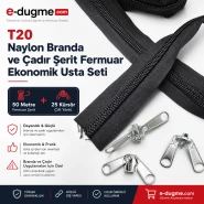 T20 Naylon Branda ve Çadır Şerit Fermuar Seti – 50 mt + 25 Çekecek - SET-T20-NAYLON-50M25C
