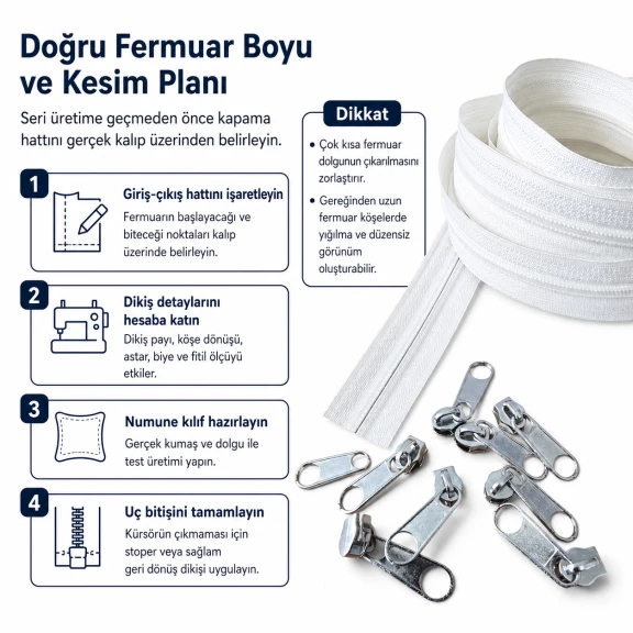 Yastık ve kırlent kılıfları için Tip 5 naylon şerit fermuar seti, 100 m uzunluğunda ve 200 tek elcikli kürsör ile ev