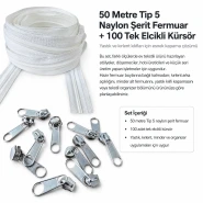 Medium-Volume N3 Nylon Coil Zipper Chain Set for Pillow & Cushion Covers – 50 m / 164.04 ft + 100 Single-Pull Sliders SET-T5T-NAYLON-50M100C