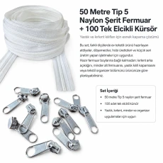 Medium-Volume N3 Nylon Coil Zipper Chain Set for Pillow & Cushion Covers – 50 m / 164.04 ft + 100 Single-Pull Sliders SET-T5T-NAYLON-50M100C