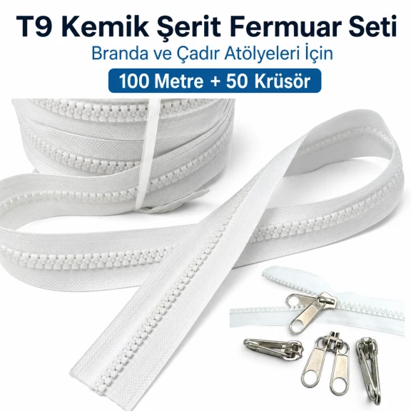 T9 Kemik Branda ve Çadır Şerit Fermuar Seti