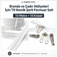T9 Bone Tarpaulin and Tent Strap Zipper Set – 10 meters + 10 Pulls SET-T9-BONE-10M10K