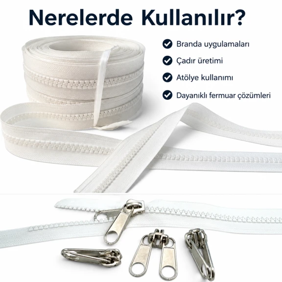 T9 Kemik Branda ve Çadır Şerit Fermuar Seti 10 mt