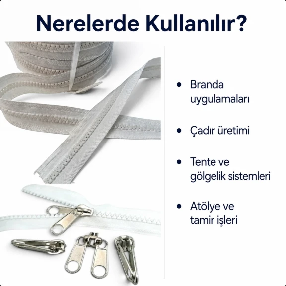 T9 Kemik Branda ve Çadır Şerit Fermuar Seti