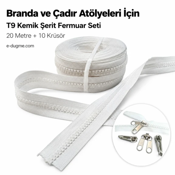 T9 Kemik Branda ve Çadır Şerit Fermuar Seti