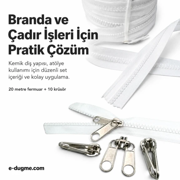 T9 Kemik Branda ve Çadır Şerit Fermuar Seti