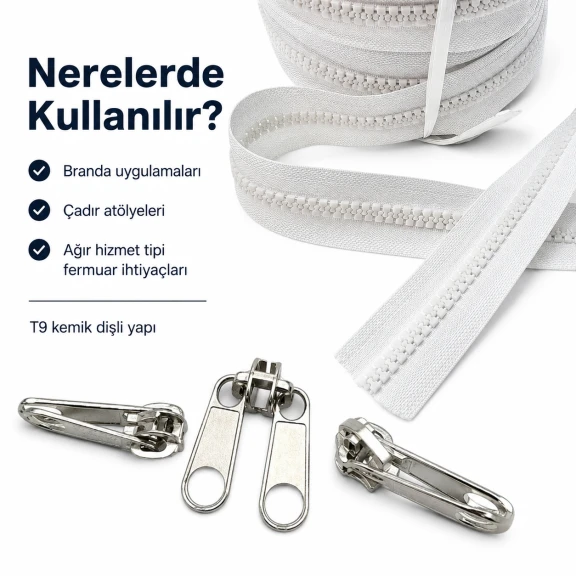 T9 Kemik Branda ve Çadır Şerit Fermuar Seti