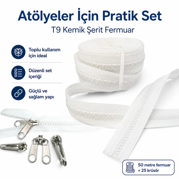 T9 Kemik Branda ve Çadır Şerit Fermuar Seti
