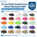 15 mm / 0.59 in 54 System Plastic Cap Snap Fastener Color Sample Set – 25 Colors / 625 Sets SET15PL25RENK