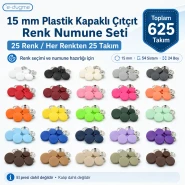 15 mm 54 Sistem Plastik Kapaklı Çıtçıt Renk Numune Seti – 25 Renk / 625 Takım SET15PL25RENK
