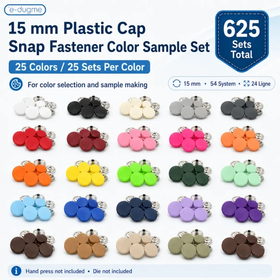 15 mm 54 Sistem Plastik Kapaklı Çıtçıt Renk Numune Seti – 25 Renk / 625 Takım SET15PL25RENK
