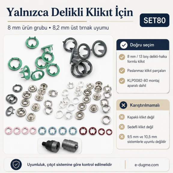 Baby Snap Fastener Set 8 mm with Hand Press for Children's Clothing and Hobby Sewing