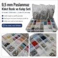 9.5 mm Paslanmaz Klıkıt Renk ve Kalıp Seti – Delikli, Kapaklı ve Sedefli 23 Model / 2300 Takım + 2 Kalıp SET95KLK23RENK