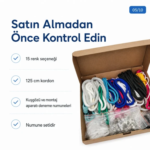 15 Renk Kordon, 24 No Kuşgözü ve Montaj Aparatı Deneme Numune Seti SETKRD2415