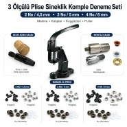 2 No / 4,5 mm, 3 No / 5 mm ve 4 No / 6 mm Plise Sineklik Kuşgözü El Presli 3 Ölçülü Komple Deneme Seti Set001SinDn