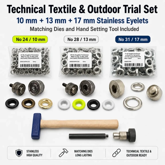 Teknik Tekstil & Dış Mekân Kuşgözü Deneme Seti – 10 mm, 13 mm ve 17 mm Kuşgözü Dahil TEKNIK-DISMEKAN-DENEME-SET11