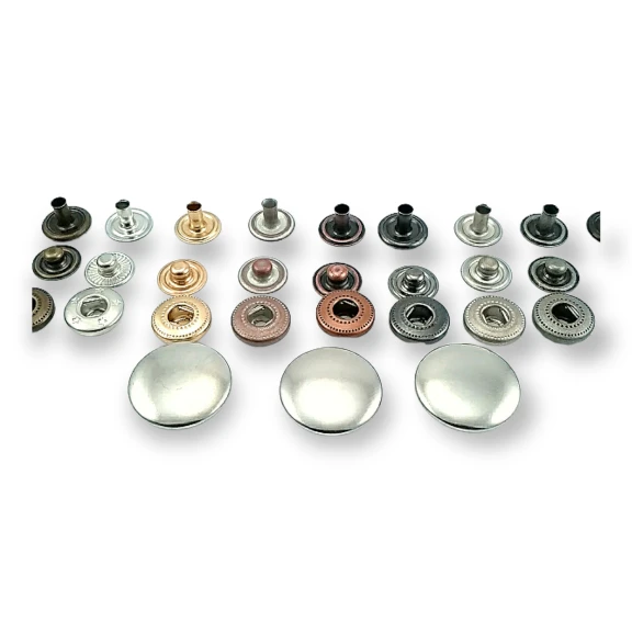 19 mm Çıtçıt Düğme Bombeli Pirinç 54 Sistem 4 lü Takım ERCB0019PR