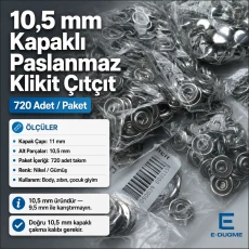 10,5 mm Paslanmaz Kapaklı Klikıt Çıtçıt 720 Adet/Paket C0011