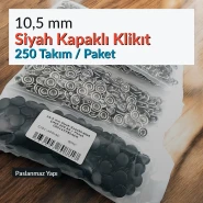 10,5 mm Paslanmaz Siyah Kapaklı Klikıt Çıtçıt 250 Takım/Paket C0011KPBLACK