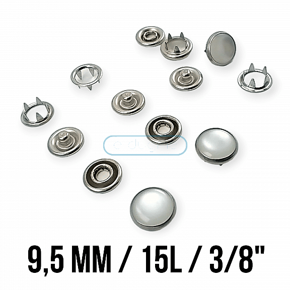 9.5 mm Prong Pearlescent Snap Fantenrs 3/8" With Cap Stainless Buttons C0014S