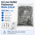 Bebe Çıtçıtı 9,5 mm Paslanmaz Delikli Klikıt Çıtçıt 250 Adet/Pk C0095DPPK
