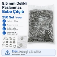 Bebe Çıtçıtı 9,5 mm Paslanmaz Delikli Klikıt Çıtçıt 250 Adet/Pk C0095DPPK